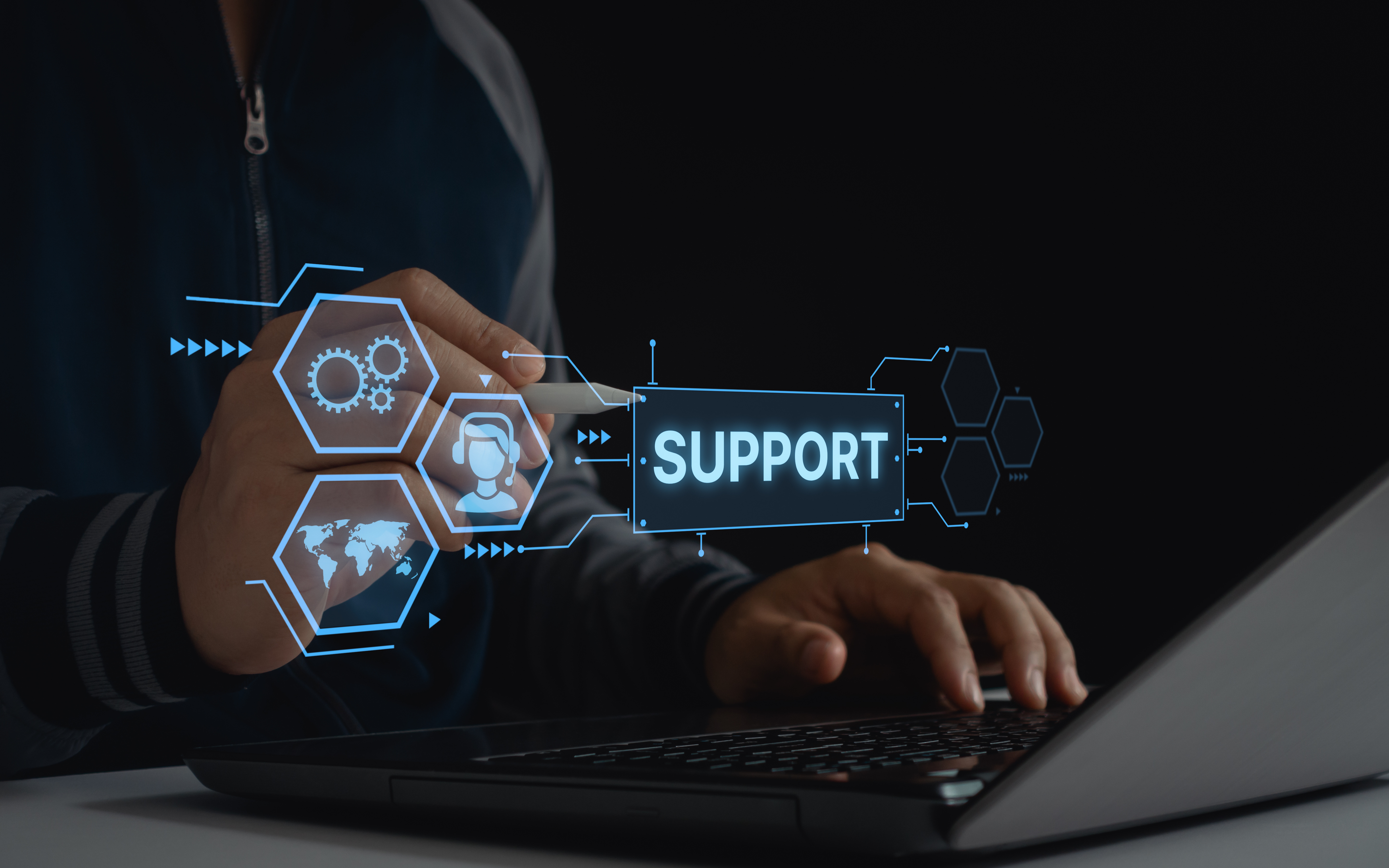 Professional IT support specialist providing managed services with advanced monitoring dashboard and technical support interface for Saskatchewan businesses